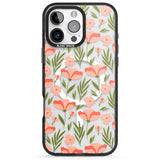 iPhone 16 Pro Max Pink Petals Transparent Floral Black Impact Phone Case