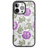 iPhone 16 Pro Max Purple Blossoms Transparent Floral Black Impact Phone Case