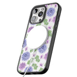 iPhone 16 Pro Max Purple Dahlias Transparent Floral Black Impact Phone Case