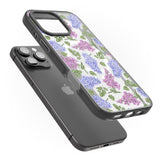 iPhone 16 Pro Max Purple Blossoms Transparent Floral Black Impact Phone Case