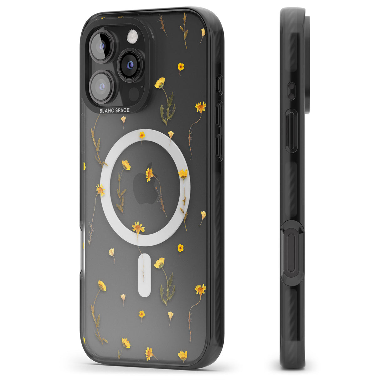 iPhone 16 Pro Max Mixed Yellow Flowers - Dried Flower-Inspired Black Impact Phone Case