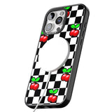 iPhone 16 Pro Max Checkered Cherry Black Impact Phone Case