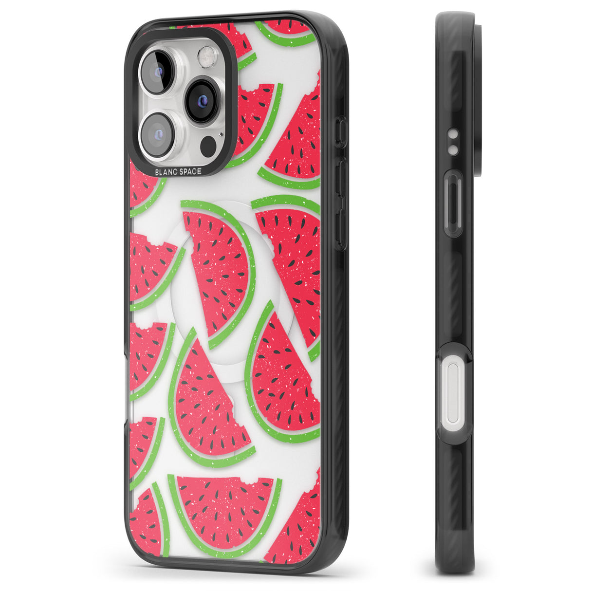 iPhone 16 Pro Max Watermelon Pattern Black Impact Phone Case