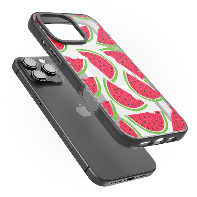 iPhone 16 Pro Max Watermelon Pattern Black Impact Phone Case