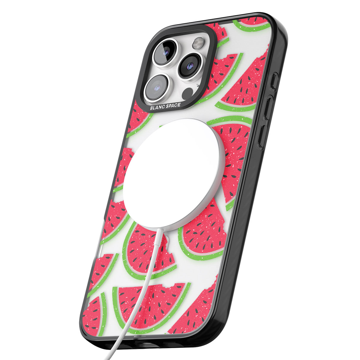 iPhone 16 Pro Max Watermelon Pattern Black Impact Phone Case