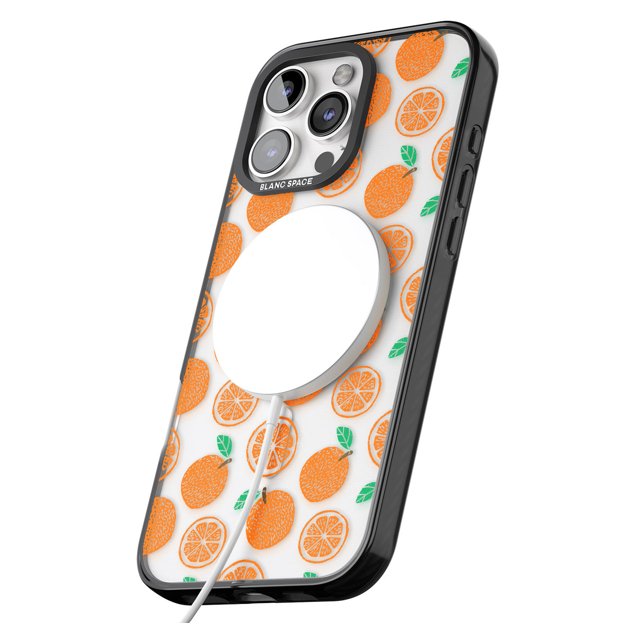 iPhone 16 Pro Max Orange Pattern Black Impact Phone Case