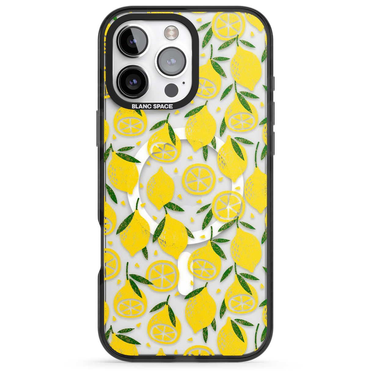 iPhone 16 Pro Max Bright Lemon Fruity Pattern Black Impact Phone Case