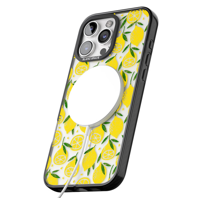 iPhone 16 Pro Max Bright Lemon Fruity Pattern Black Impact Phone Case