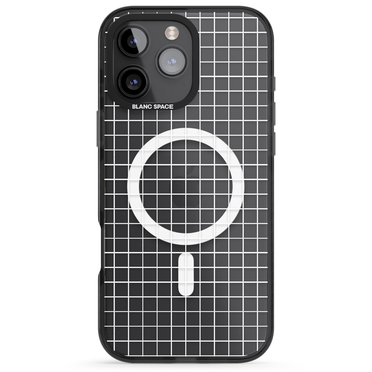 iPhone 16 Pro Max Simplistic Small Grid Designs White (Transparent) Black Impact Phone Case