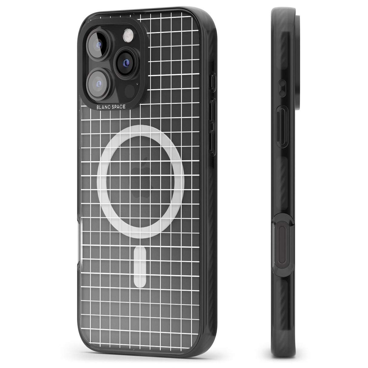 iPhone 16 Pro Max Simplistic Small Grid Designs White (Transparent) Black Impact Phone Case