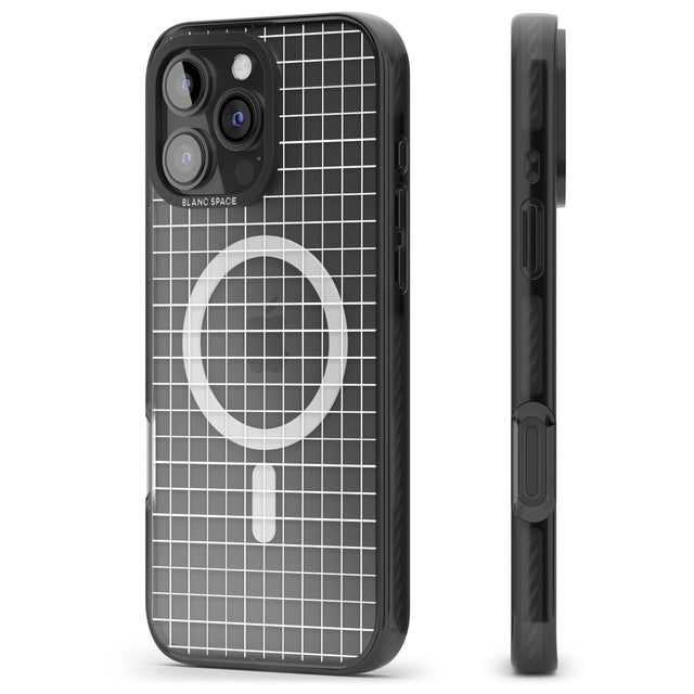 iPhone 16 Pro Max Simplistic Small Grid Designs White (Transparent) Black Impact Phone Case