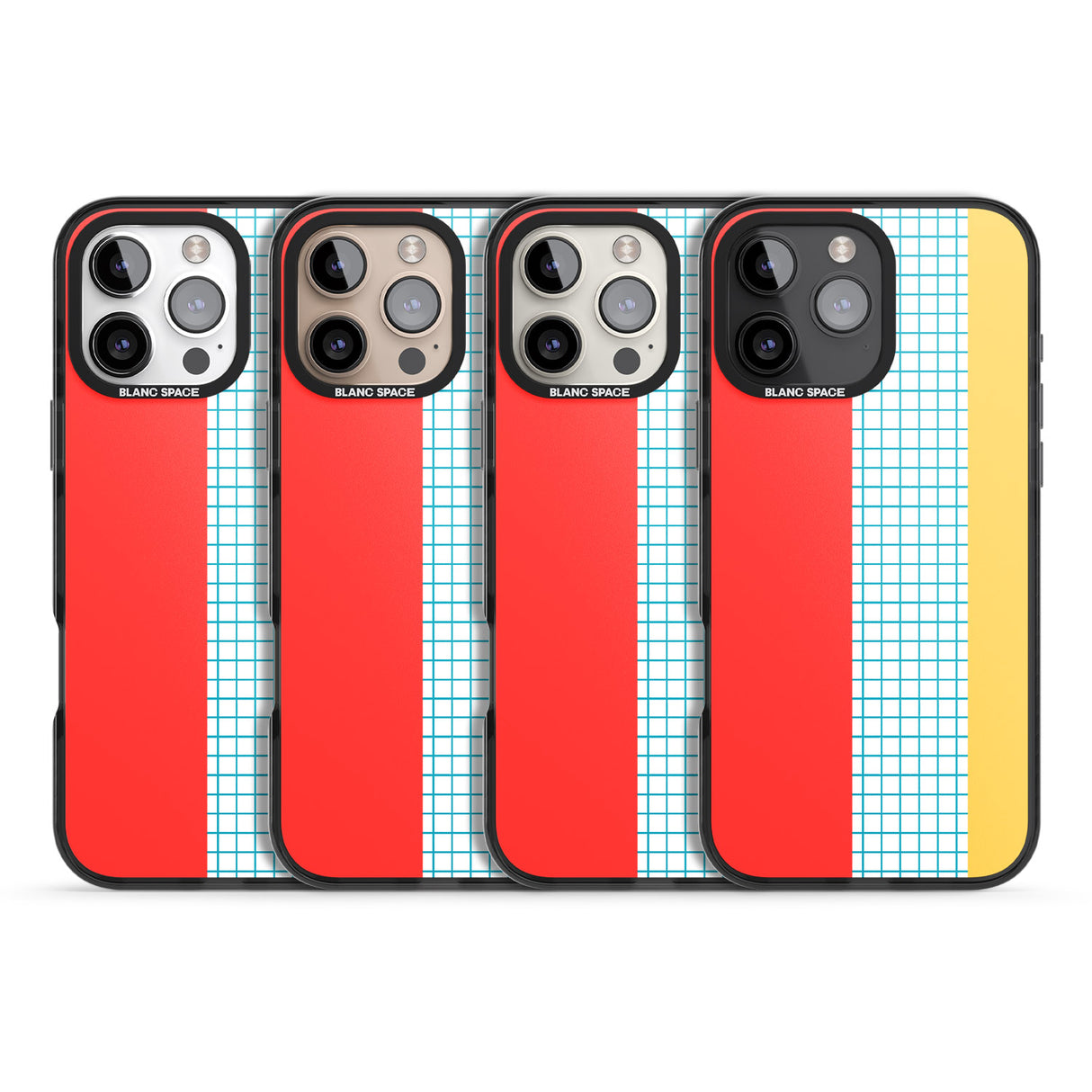 iPhone 16 Pro Max Abstract Grid Red, Blue, Yellow Black Impact Phone Case