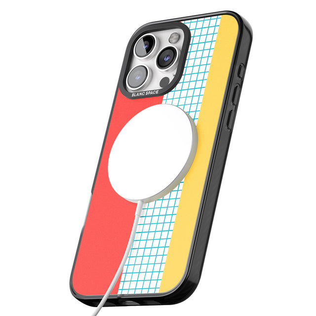 iPhone 16 Pro Max Abstract Grid Red, Blue, Yellow Black Impact Phone Case