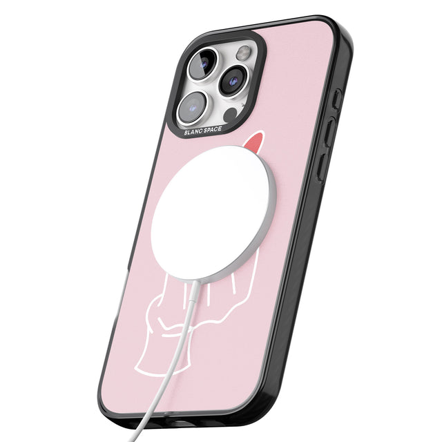 iPhone 16 Pro Max Pink Finger Heart Black Impact Phone Case