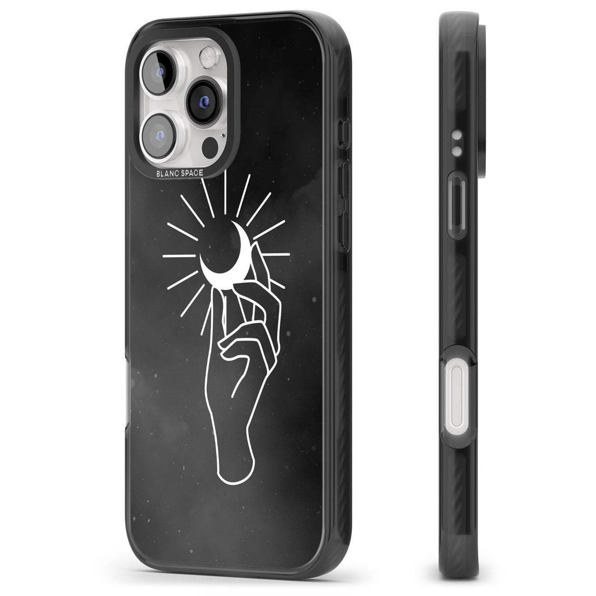 iPhone 16 Pro Max Hand Holding Moon Black Impact Phone Case