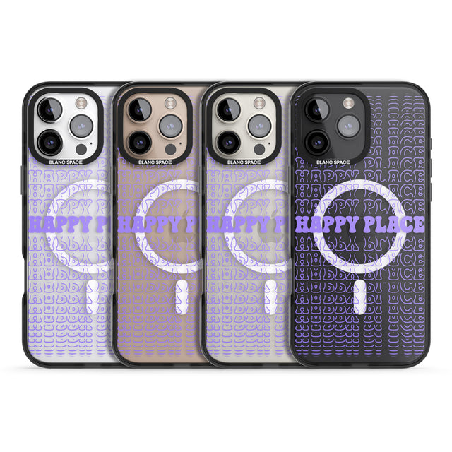 iPhone 16 Pro Max Happy Place (Purple) Black Impact Phone Case + Magsafe