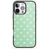 iPhone 16 Pro Max Small Heart Pattern: Green Black Impact Phone Case