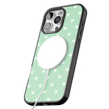 iPhone 16 Pro Max Small Heart Pattern: Green Black Impact Phone Case