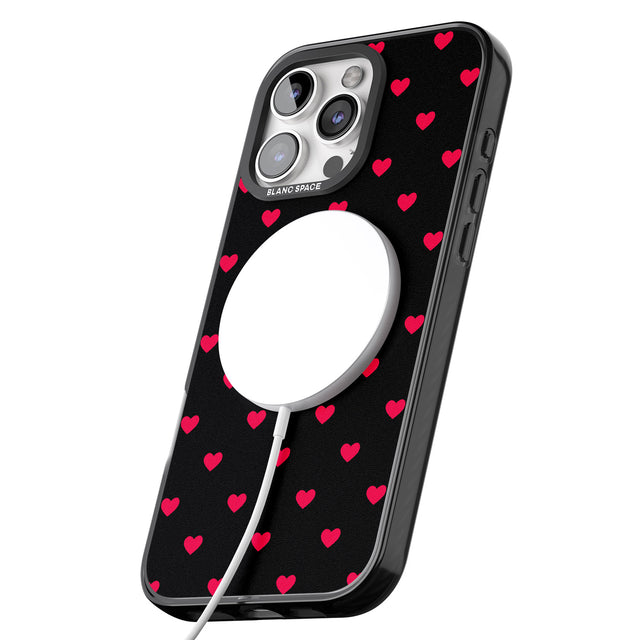 iPhone 16 Pro Max Small Heart Pattern: Red & Black Impact Phone Case