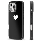 iPhone 16 Pro Max Single Heart Design: White & Black Impact Phone Case