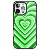 iPhone 16 Pro Max Green Heart Illusion Black Impact Phone Case