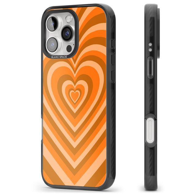 iPhone 16 Pro Max Orange Heart Illusion Black Impact Phone Case