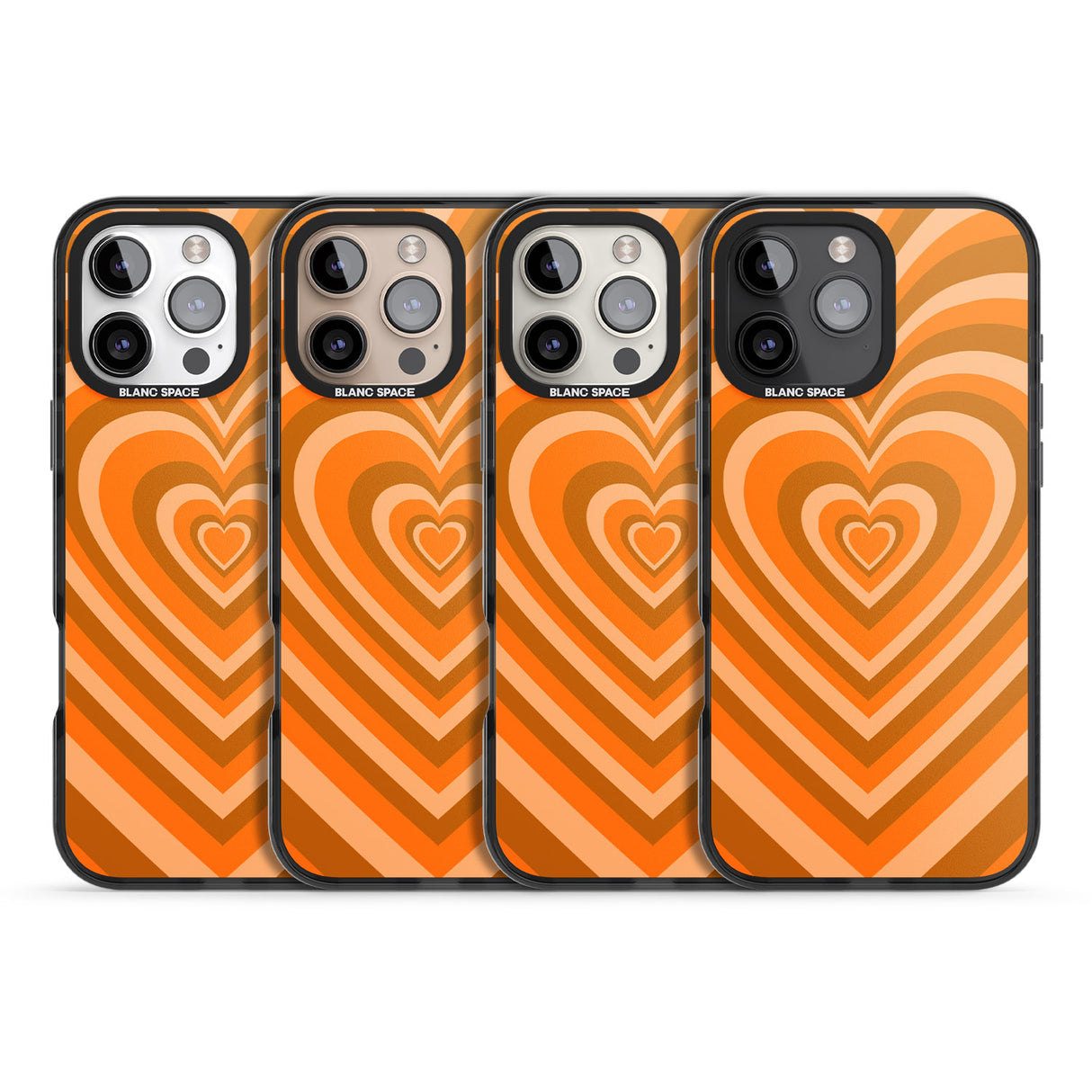 iPhone 16 Pro Max Orange Heart Illusion Black Impact Phone Case