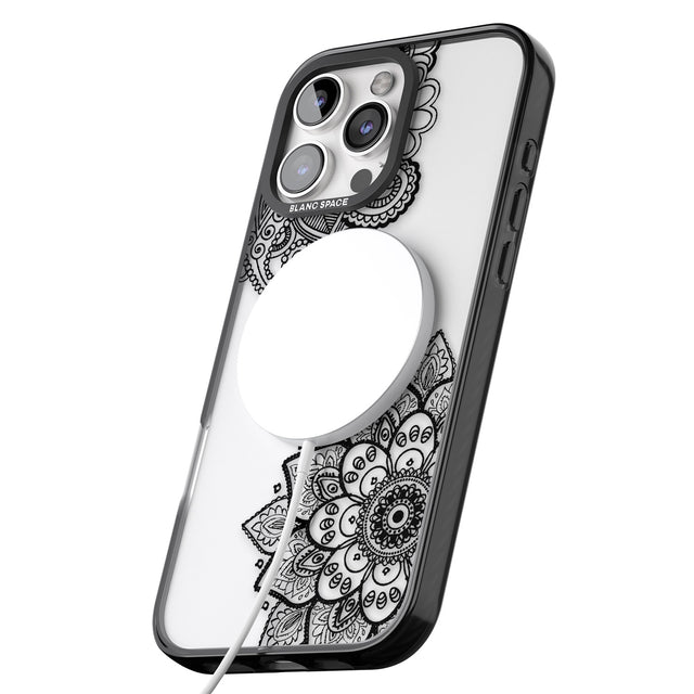 iPhone 16 Pro Max Black Henna Florals Black Impact Phone Case