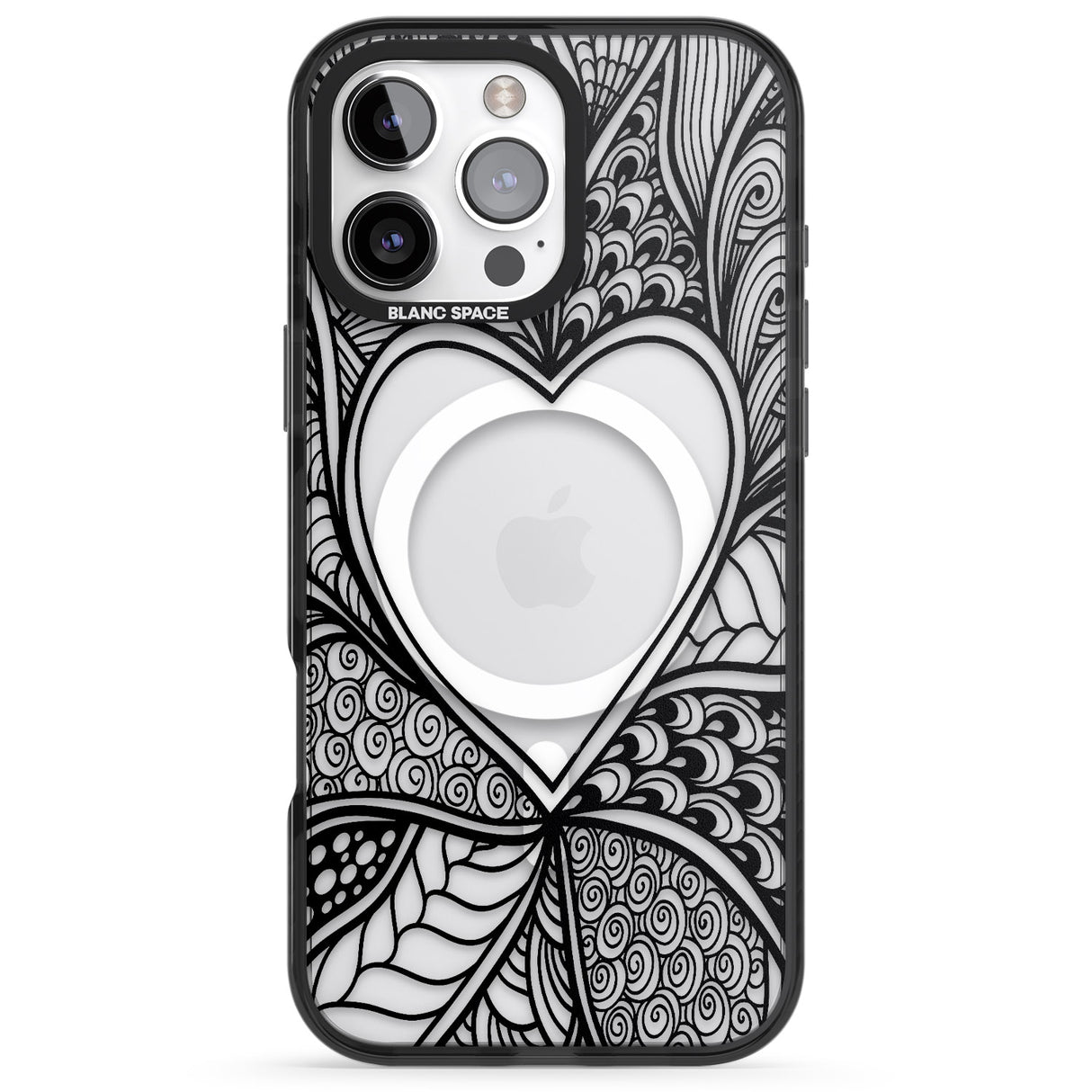 iPhone 16 Pro Max Black Henna Heart Black Impact Phone Case