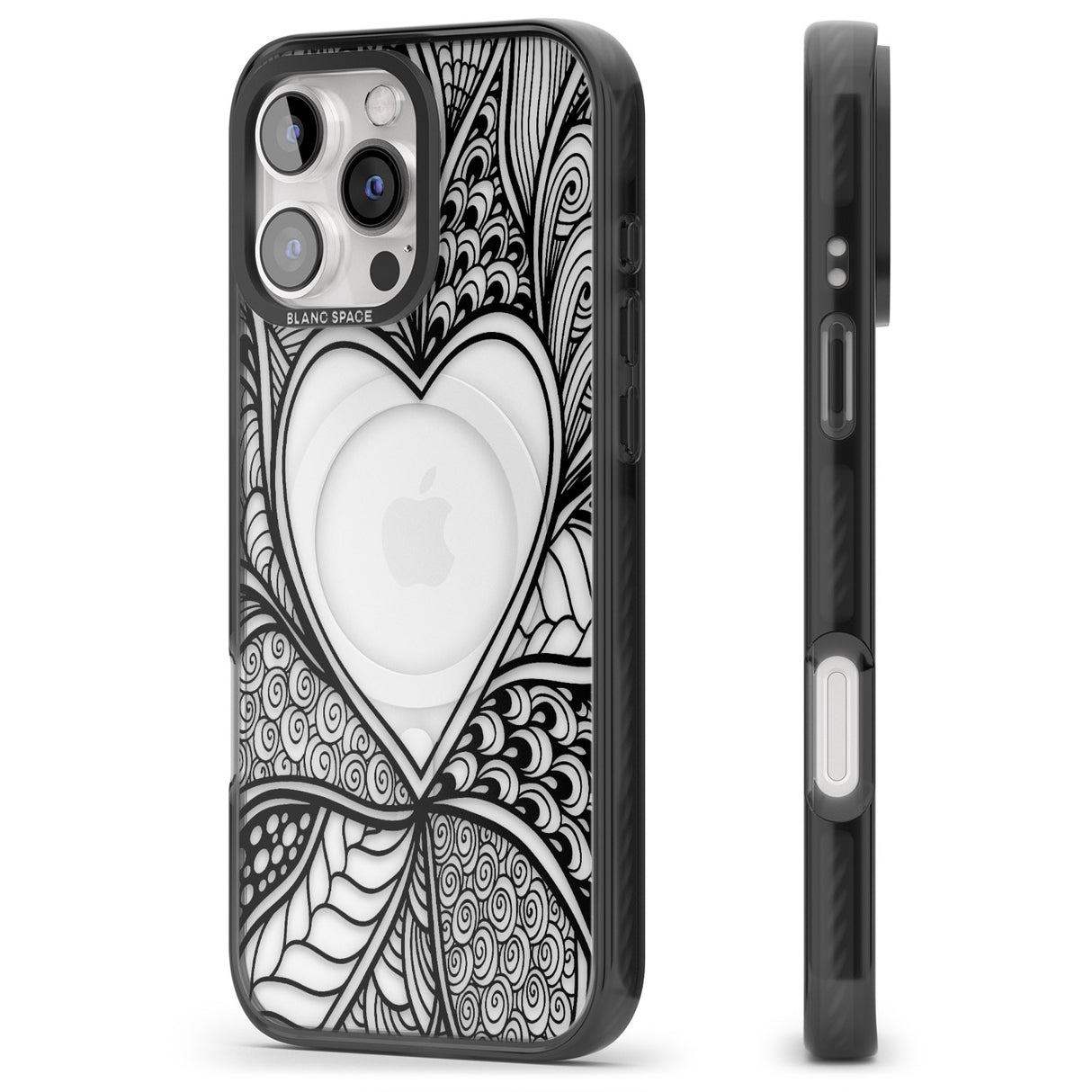 iPhone 16 Pro Max Black Henna Heart Black Impact Phone Case