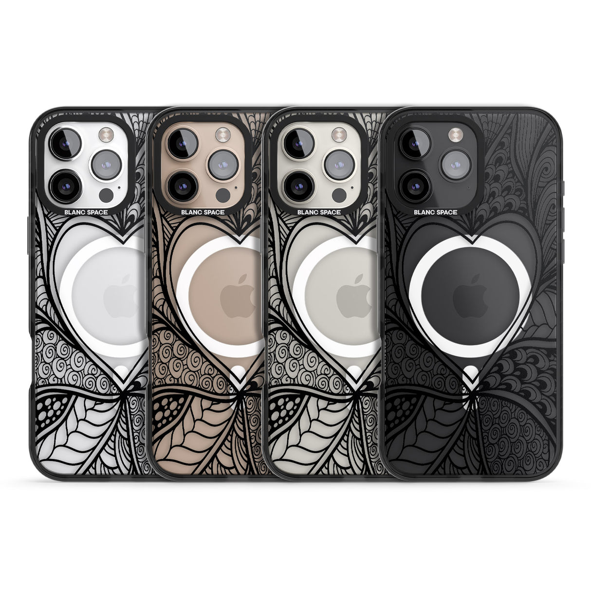 iPhone 16 Pro Max Black Henna Heart Black Impact Phone Case