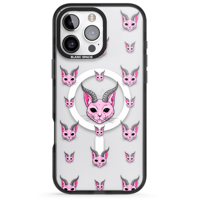 iPhone 16 Pro Max Demon Cat Pattern Black Impact Phone Case