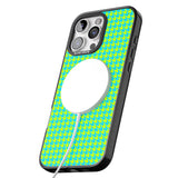 iPhone 16 Pro Max Neon Lime & Turquoise Houndstooth Pattern Black Impact Phone Case