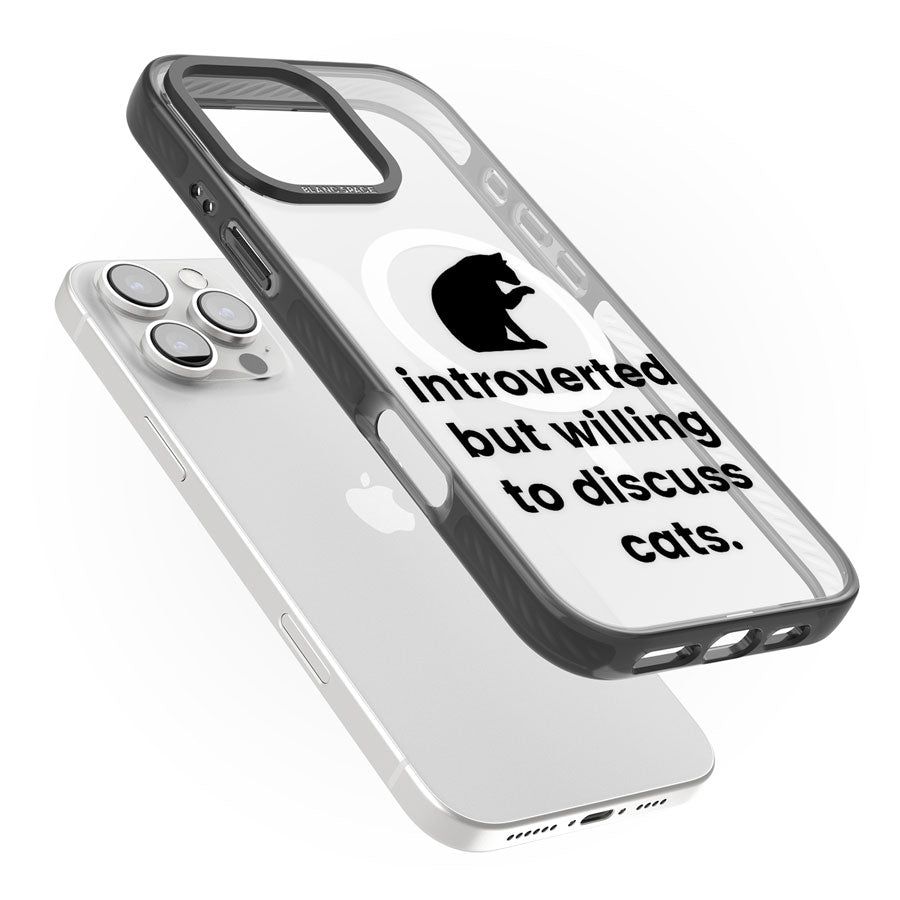 Introverted But Willing To Discuss Cats Black Impact Magsafe Phone Case for iPhone 16 Pro, iPhone 16 Pro Max