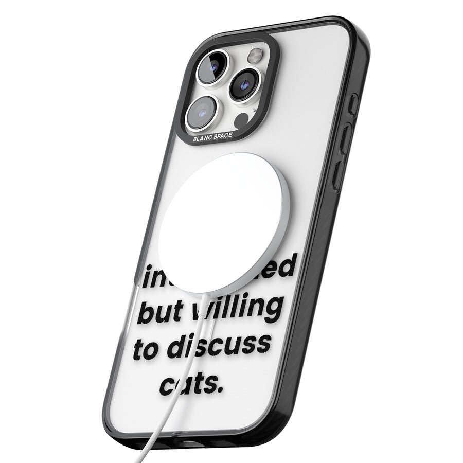 Introverted But Willing To Discuss Cats Black Impact Magsafe Phone Case for iPhone 16 Pro, iPhone 16 Pro Max