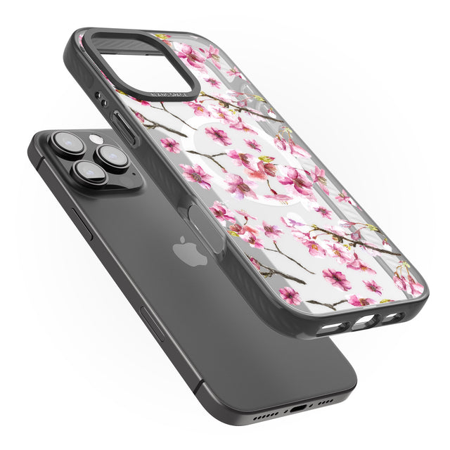 iPhone 16 Pro Max Sakura Watercolour Black Impact Phone Case