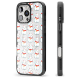 iPhone 16 Pro Max Lucky Cat Maneki-Neko Japanese Pattern Black Impact Phone Case