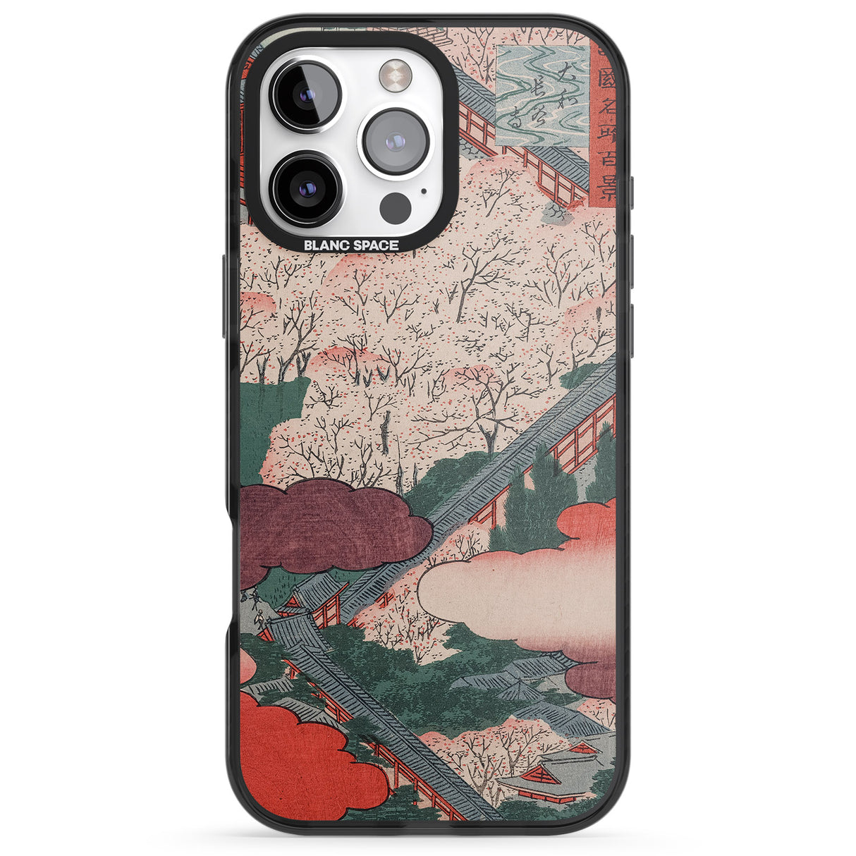 iPhone 16 Pro Max Vintage Japanese Illustrations Japanese City Black Impact Phone Case