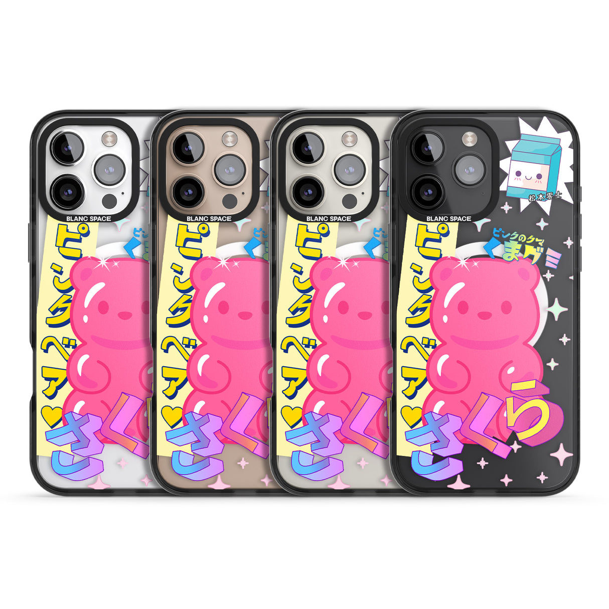 iPhone 16 Pro Max Kawaii Pink Bear Collage Clear Impact Phone Case + Magsafe