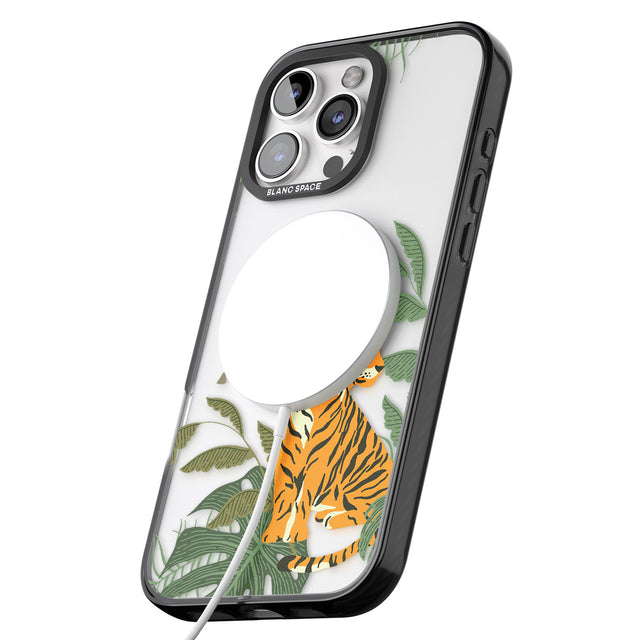 iPhone 16 Pro Max Large Tiger Clear Jungle Cat Pattern Black Impact Phone Case