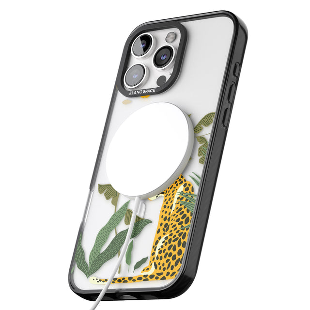 iPhone 16 Pro Max Large Jaguar Clear Jungle Cat Pattern Black Impact Phone Case