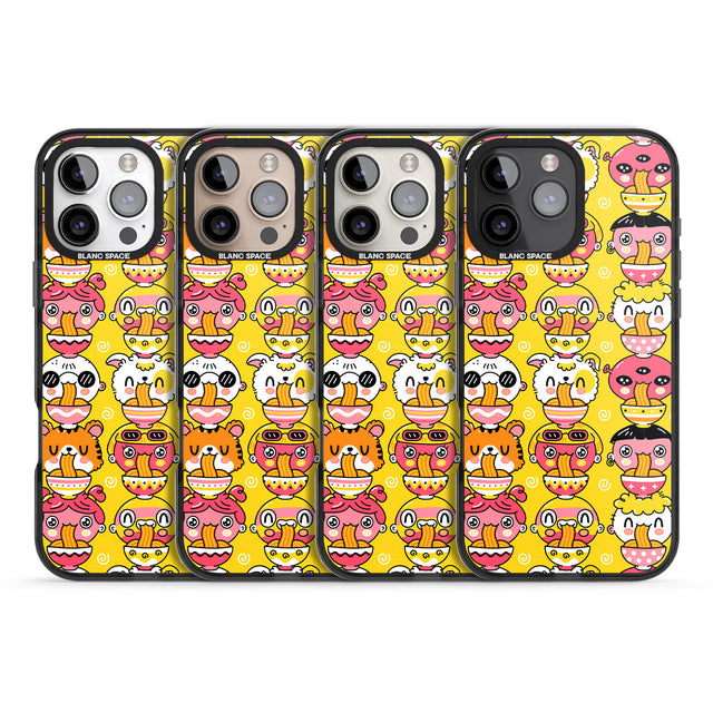 iPhone 16 Pro Max Ramen Noodle Kawaii Pattern Black Impact Phone Case