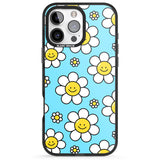 iPhone 16 Pro Max Daisy Faces Kawaii Pattern Black Impact Phone Case