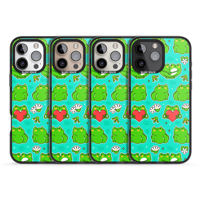 iPhone 16 Pro Max Frog Booty Kawaii Pattern Black Impact Phone Case