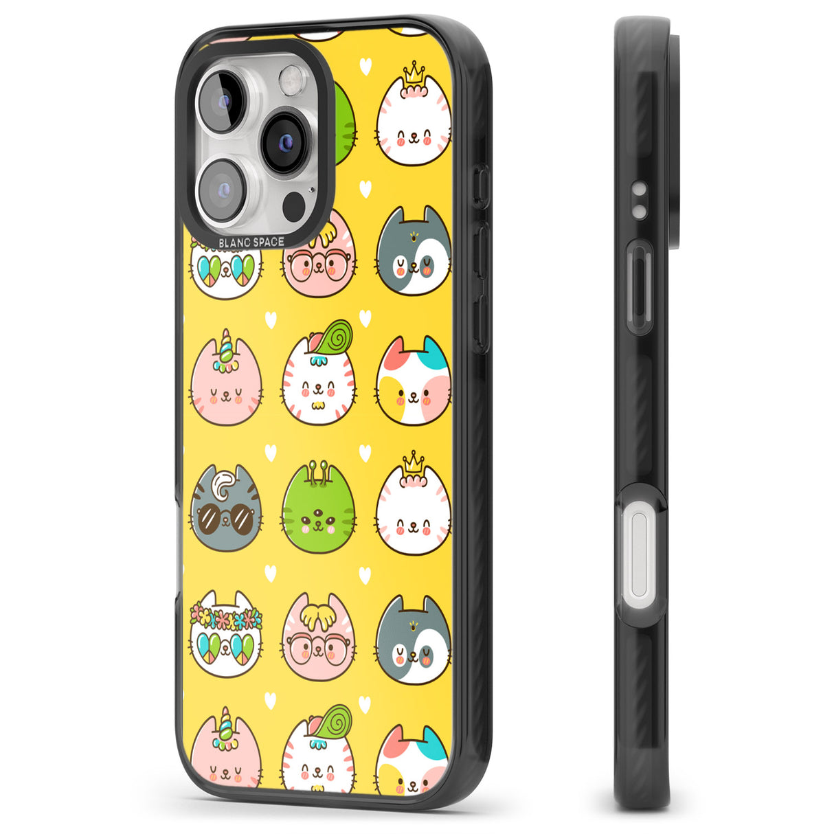 iPhone 16 Pro Max Mythical Cats Kawaii Pattern Black Impact Phone Case