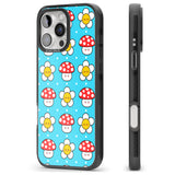 iPhone 16 Pro Max Shroom Bunnies Kawaii Pattern Black Impact Phone Case