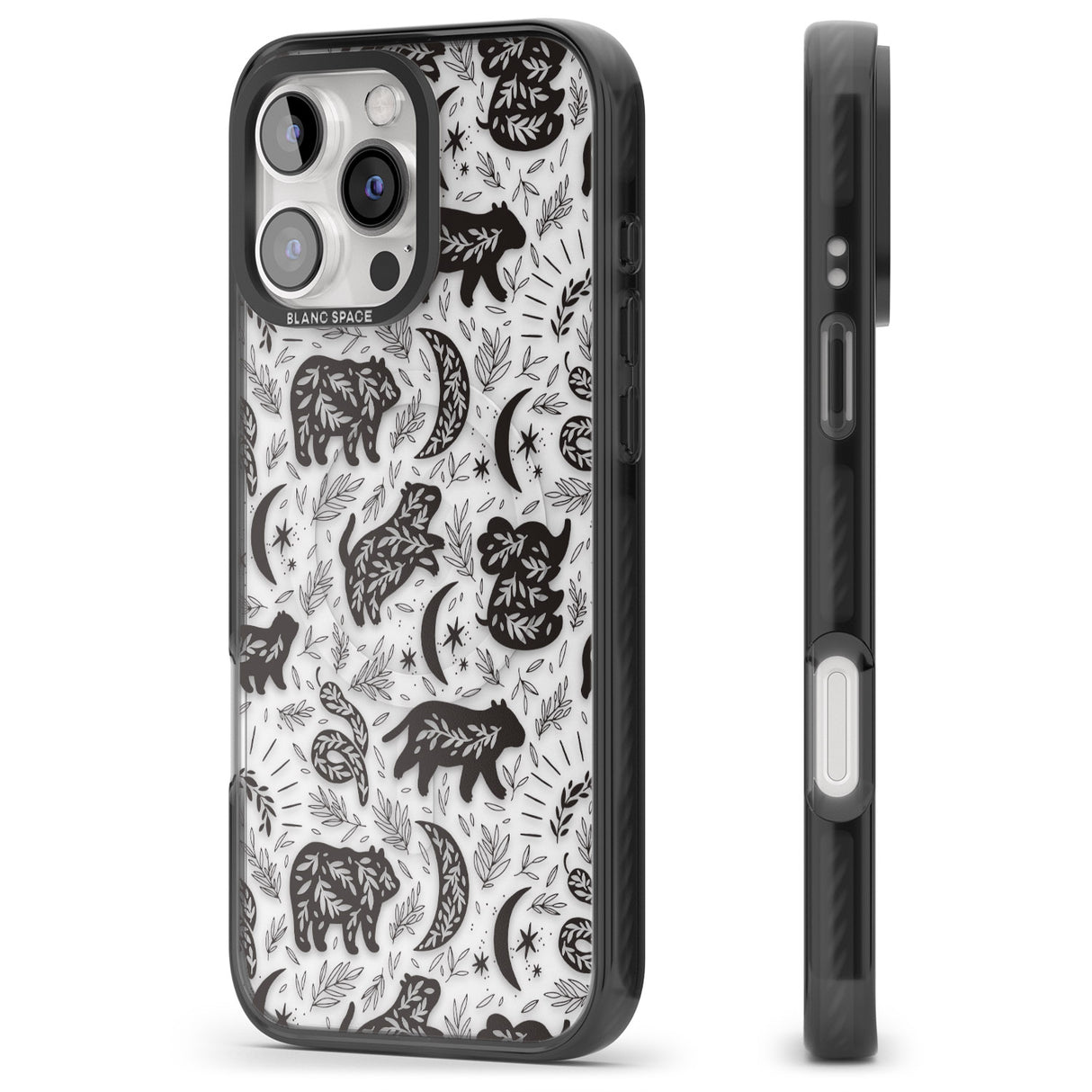 iPhone 16 Pro Max Leafy Bears Black Impact Phone Case