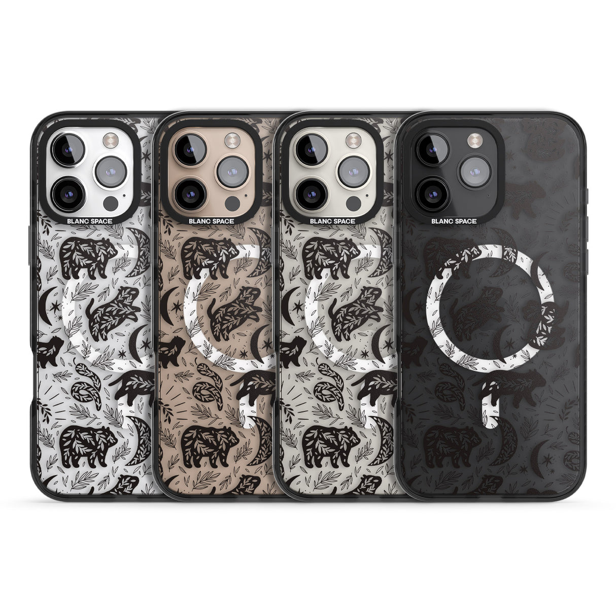 iPhone 16 Pro Max Leafy Bears Black Impact Phone Case