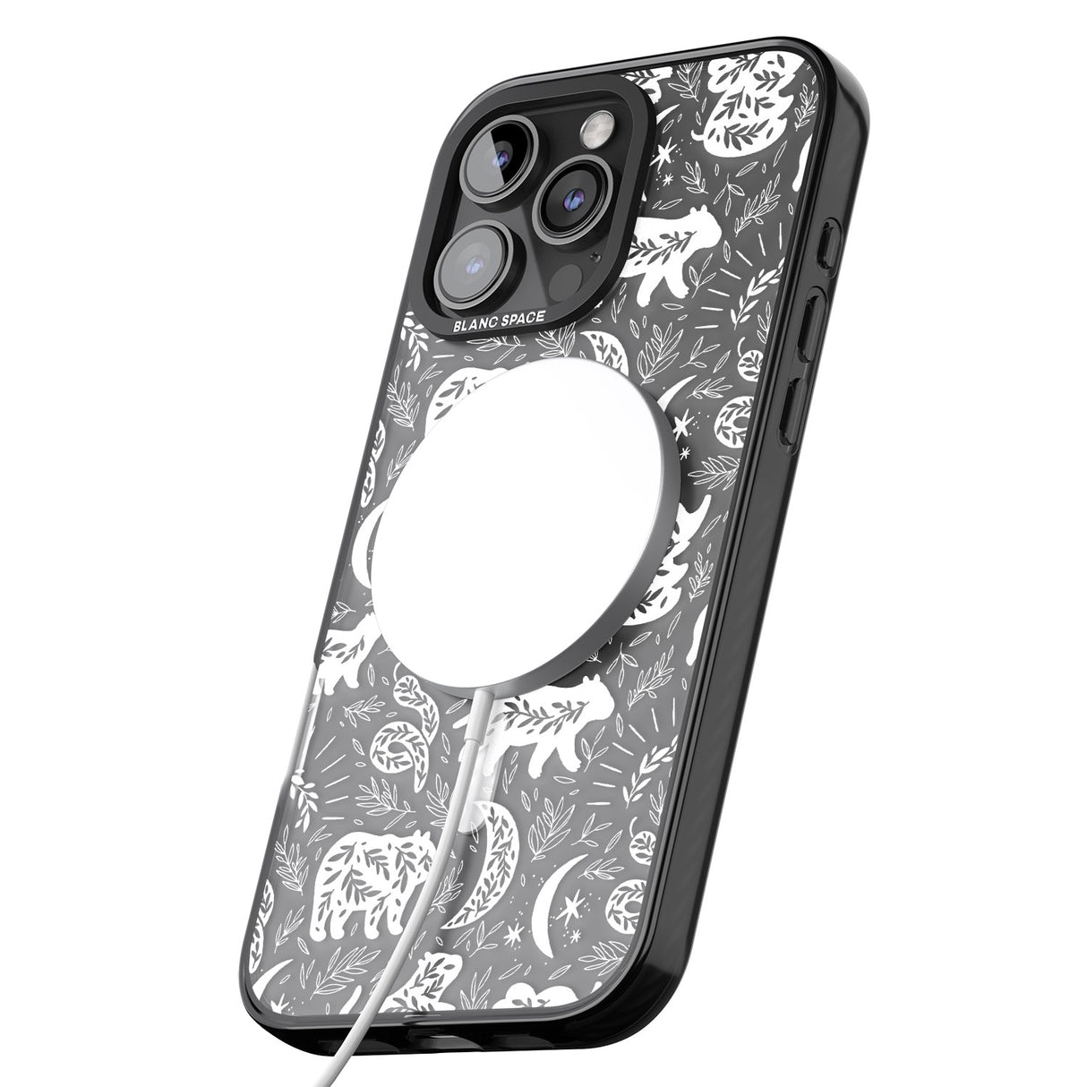 iPhone 16 Pro Max Forest Animal Silhouettes: White/Clear Black Impact Phone Case