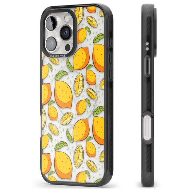 iPhone 16 Pro Max Lemon Pattern Black Impact Phone Case